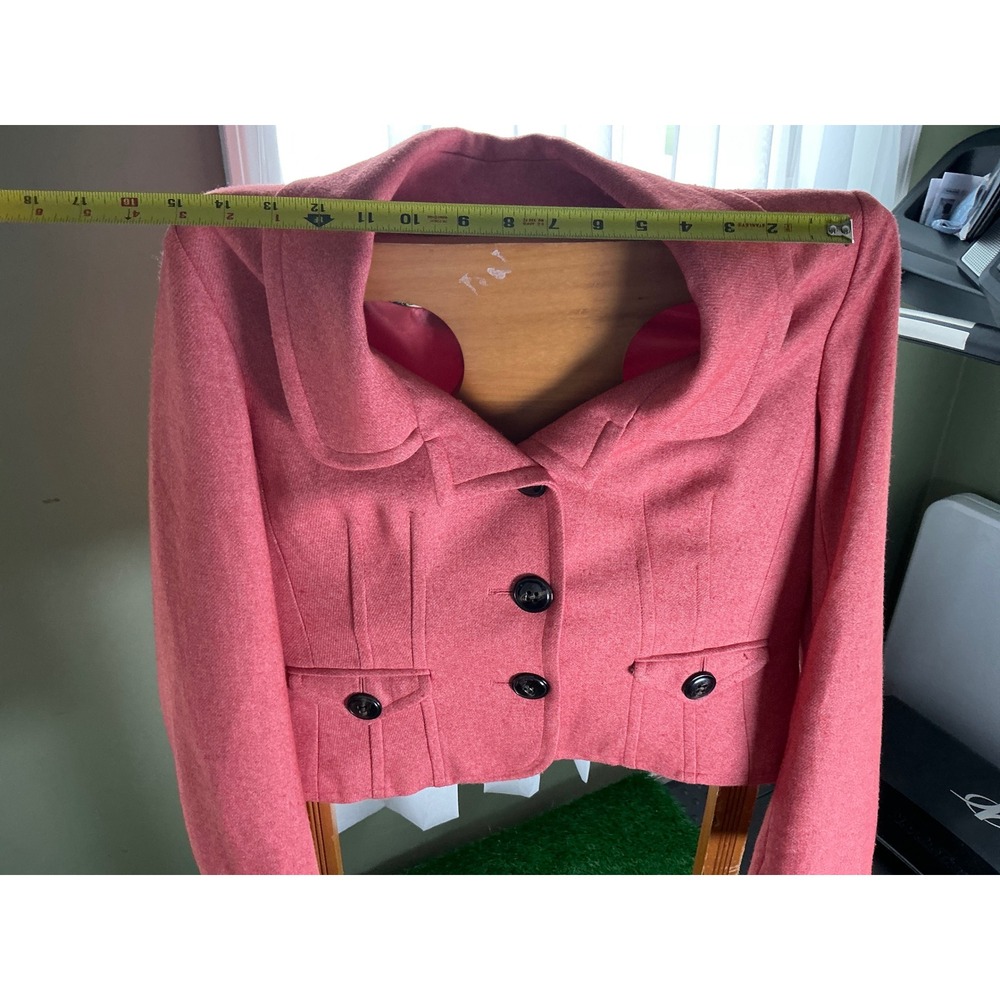 Talbots Women Salmon Pink Cropped Wool Blend Blazer Jacket Size 8 Portrait